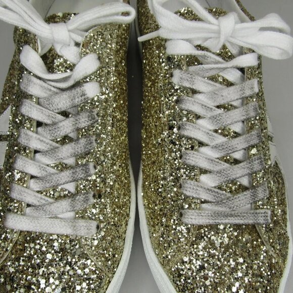 NEW KOIO Fabro Stardust Low Top Sneakers Shoes Gold Glitter Leather Size 7 - Picture 3 of 10